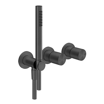 Gessi Habito Unito Смеситель для душа, настенный, с переключателем на 2 положения, с ручным душем, цвет: Black Metal PVD