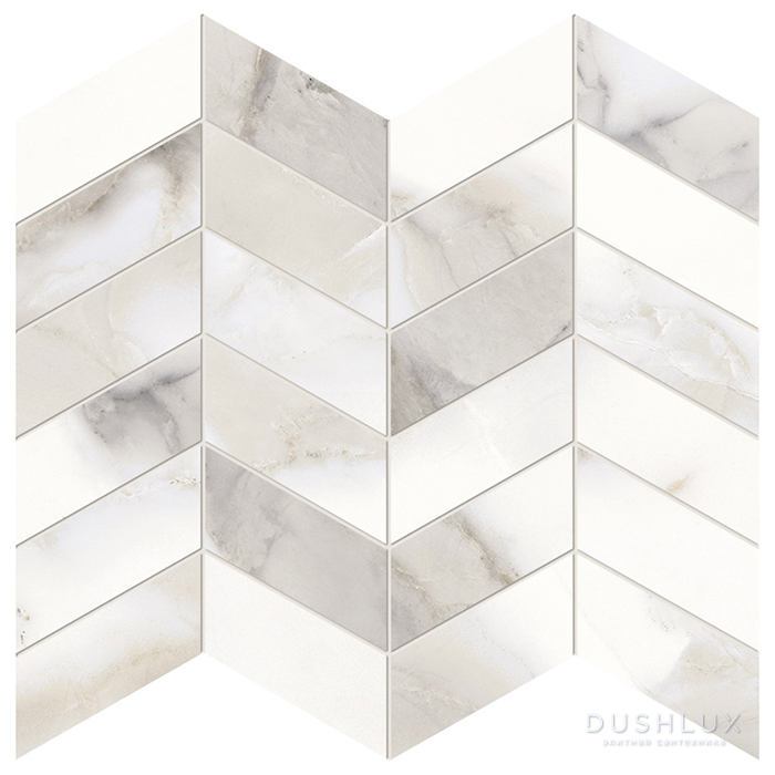 Фото Provenza Unique Marble Керамогранит 30x30x0.95см, глазурованный, универсальная, цвет: Mosaico Arrows Calacatta Regale Silktech