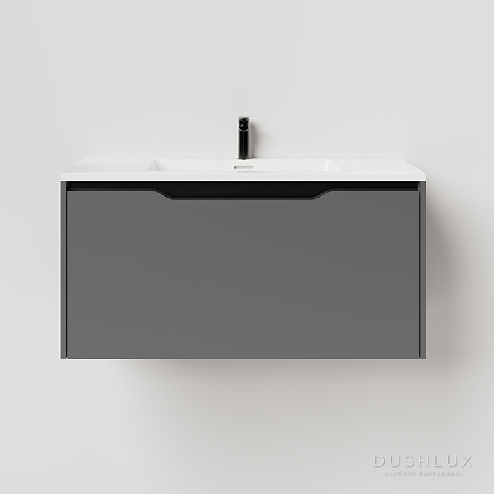 Фото Salini Smile Тумба 80x50x48.5см., подвесная, с раковиной, цвет: Anthracite
