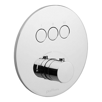 Paffoni Compact Box Смеситель для душа, с 3 кнопками переключателя потоков, круглый, встраиваемый, на 3 выхода, цвет: хром