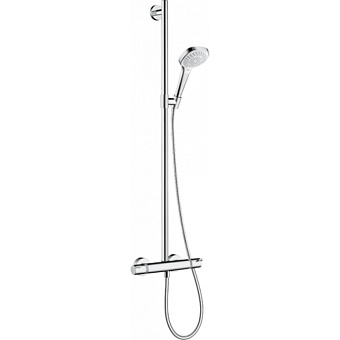 Hansgrohe Croma Select E Душевая система  SemiPipe Multi:  ручной душ 3jet, термостат для душа, штанга для душа, держатель для душа, цвет: белый/хром