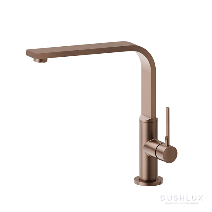 Фото Newform Maki Смеситель для кухни, на 1 отв., поворотный L-излив, цвет: brushed copper bronze