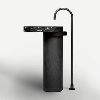 Falper Eccentrico Раковина 63x56x90 см, напольная, мраморная Nero Marquinia, полотенцедержатель оникс, цвет: серый дуб