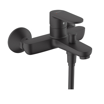 Hansgrohe Vernis Blend Смеситель для ванны, настенный, излив 171мм, с переключателем на душ, цвет: матовый черный
