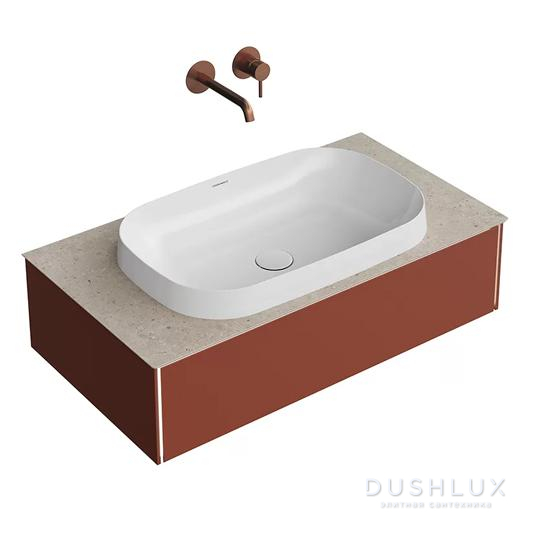 Фото Kerama Marazzi Magica Тумба 88.4х48.5х22см., подвесная, 1 ящик, цвет: венецианский красный матовый