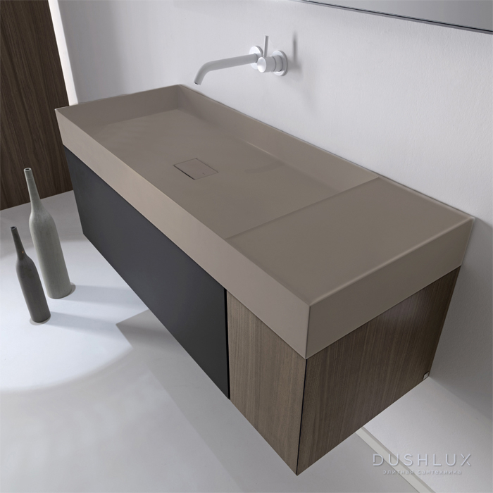 Фото Falper Quattro.Zero Раковина 100x45x12 см, без отв., накладная, цвет: Pavillon grey