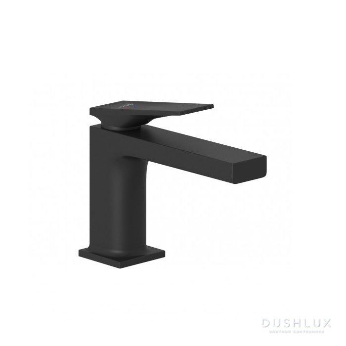 Фото Kludi Decus Смеситель для раковины, 1 отв., с донным клапаном PUSH-OPEN, EcoPlus, цвет: черный матовый