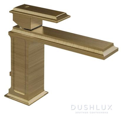 Фото Gessi Eleganza Смеситель для раковины, 1 отв., без донного клапана, цвет: Antique Brass