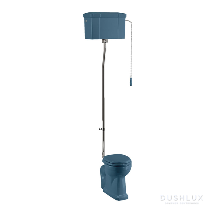 Фото Burlington Bespoke Унитаз напольный 74x51см, с высоким бачком с цепочкой, цвет: Alaska Blue