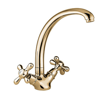 Emmevi Deco Classic Смеситель для раковины (поворотный излив 21 см), без донного клапана, цвет: бронза