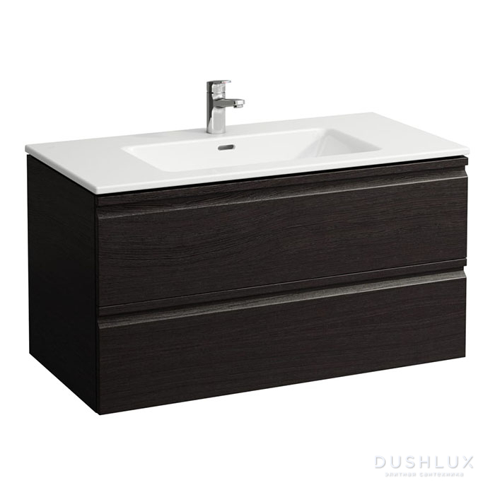 Фото Laufen Pro S Тумба 100х50х54см., подвесная, с раковиной Slim, 2 ящика, вкл. комплект органайзер, цвет: венге