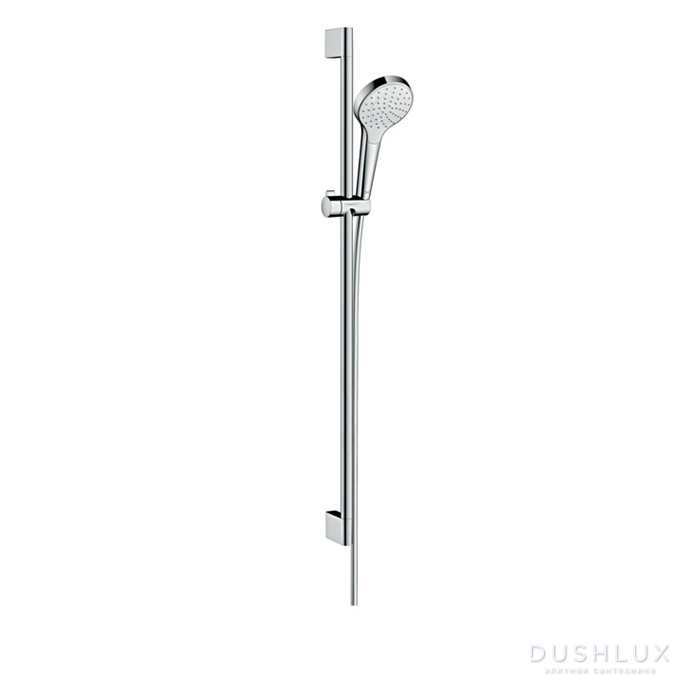 Фото Hansgrohe Croma Seleсt S Душевой набор: штанга 900mm, ручной душ 110, 1jet (Rain), шланг, цвет: белый/хром