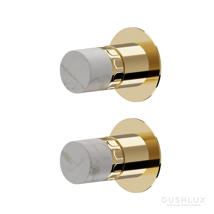 Фото Newform Ionika allure bagno Смесителя для душа, встраиваемый, прогрессивный, на 2 источника, белый мрамор, цвет: PVD glossy gold