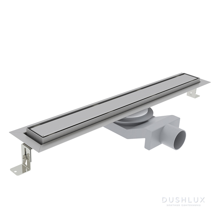 Фото Plumberia Selection Трап душевой PS IN-TILE 6x70см., 2устор. накладка из нерж. стали, комбинир. затвор с горизонт. выпуском Ду 50мм., 40л/мин., цвет: нержавеющая сталь
