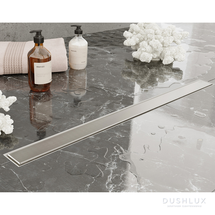 Фото Plumberia Selection Трап душевой PS MODULAR 4x100см., 2устор. накладка из нерж. стали, комбинир. затвор с горизонт. выпуск Ду 50мм., 40л/мин., цвет: нержавеющая сталь