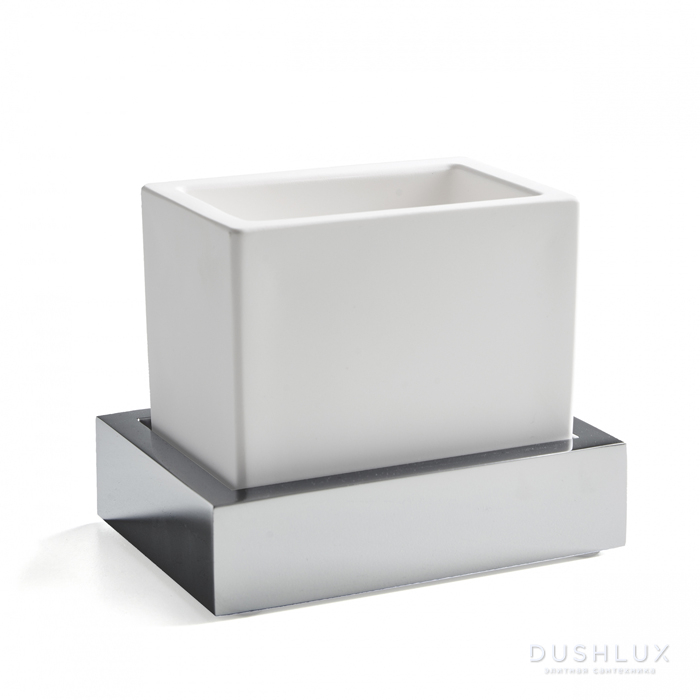 Фото 3SC SK 3.0 Стакан настольный, композит Solid Surface, цвет: белый/хром