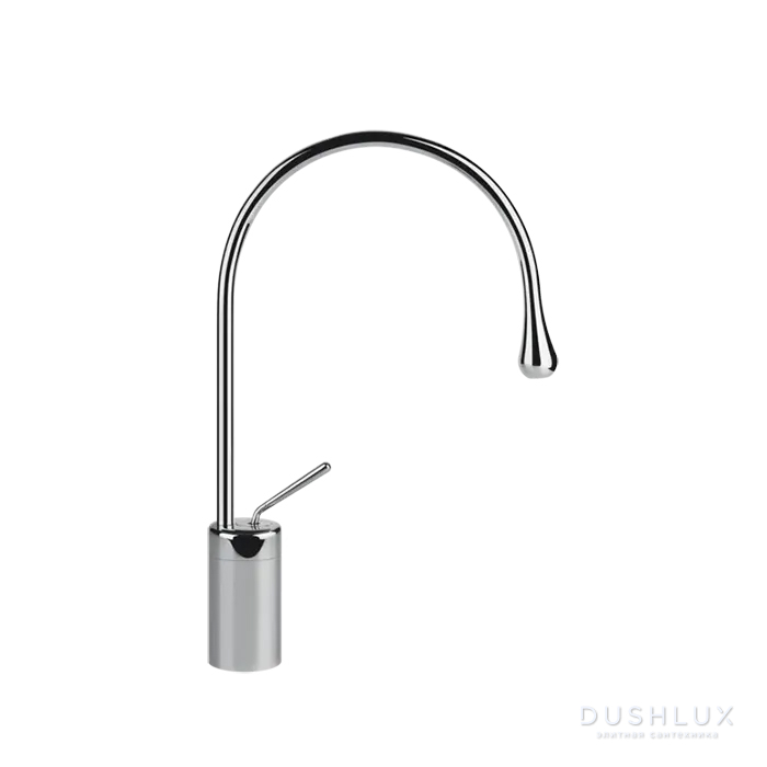 Фото Gessi Goccia Смеситель для раковины на 1 отверстие, высокий, излив 244мм R=125, цвет: хром