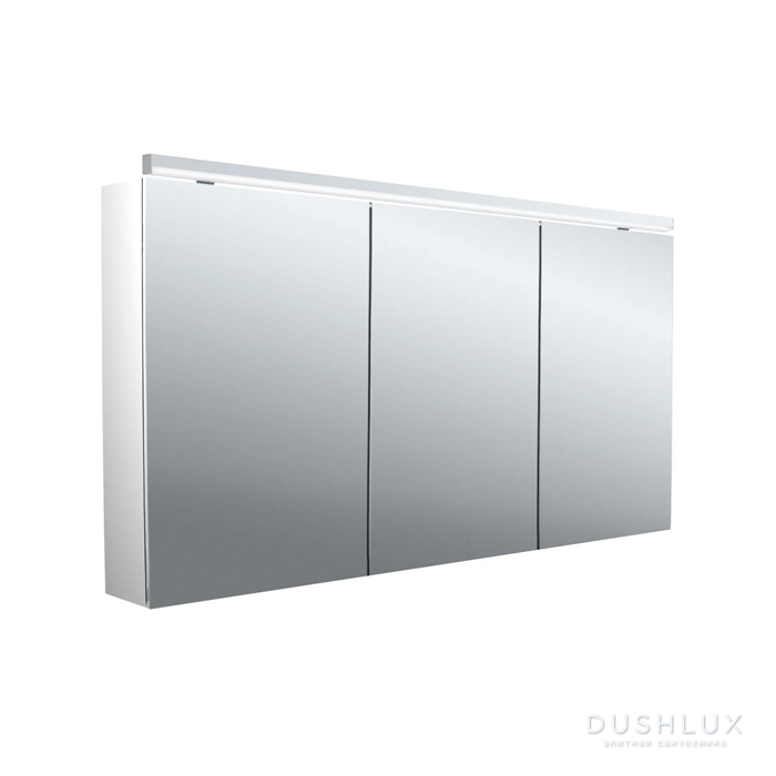Фото Emco Pure II Зеркальный шкаф 140см., с подсветкой Classicleuchte, навесная модель, с подсв. для раковины, 3 дверки