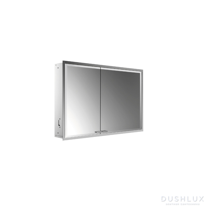 Фото EMCO Prestige2 Зеркальный шкаф 66x101.5см., встраиваемый, LED-подсветка, 2 двери, 2 полки, розетка, правый, без EMCO light system