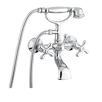 Emmevi Deco Classic Смеситель для ванны (излив 14 см), с набором для душа, цвет: хром
