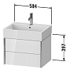 Duravit XViu Тумба подвесная 58.4x45.4x39.7см с раковиной, с 2 выдв ящик, цвет: белый глянцевый/champagne matt
