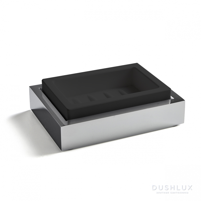 Фото 3SC SK 3.0 Мыльница настольная, композит Solid Surface, цвет: чёрный/хром