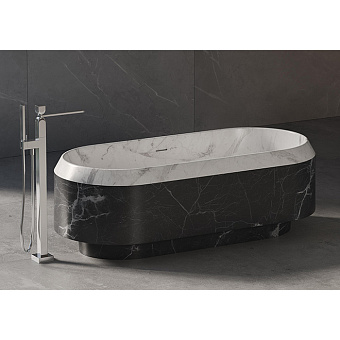Dea Design Marble Parma Ванна 168x77x56.3см, отдельностоящая, мрамор, цвет: White Cararra/Black Marquina