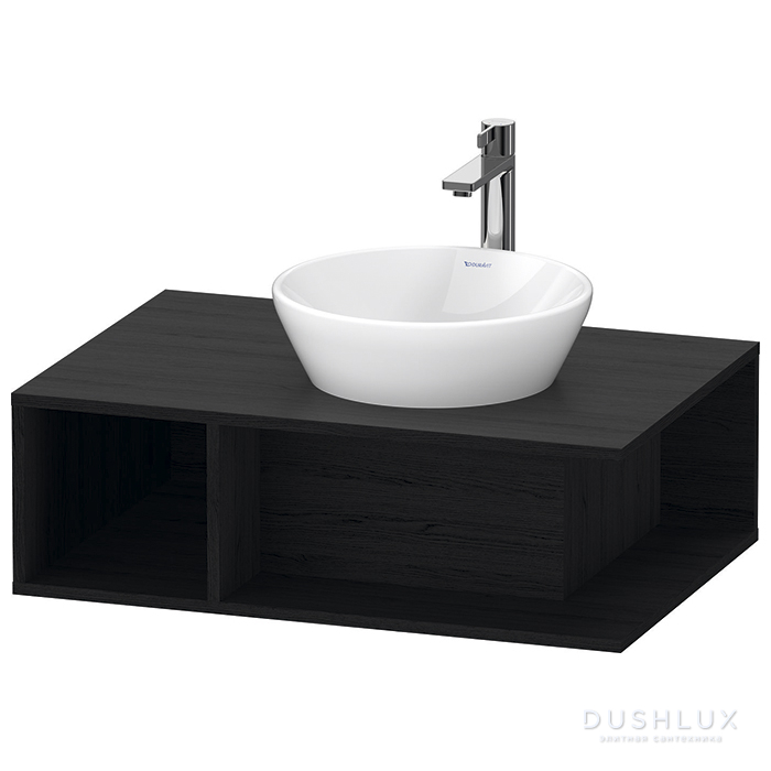 Фото Duravit D-Neo Тумбочка подвесная компакт 80x55x26 см, раковина, 1 открытое отделение на левой стороне, цвет: Black Oak