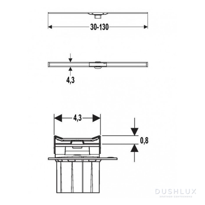 Geberit CleanLine20 Дренажный канал, цвет: нержавеющая сталь/черный ...