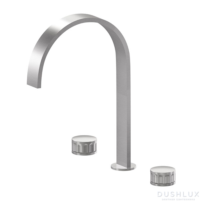 Фото Newform Ionika Смеситель для раковины, 3 отв., цвет: PVD brushed stainless Stell