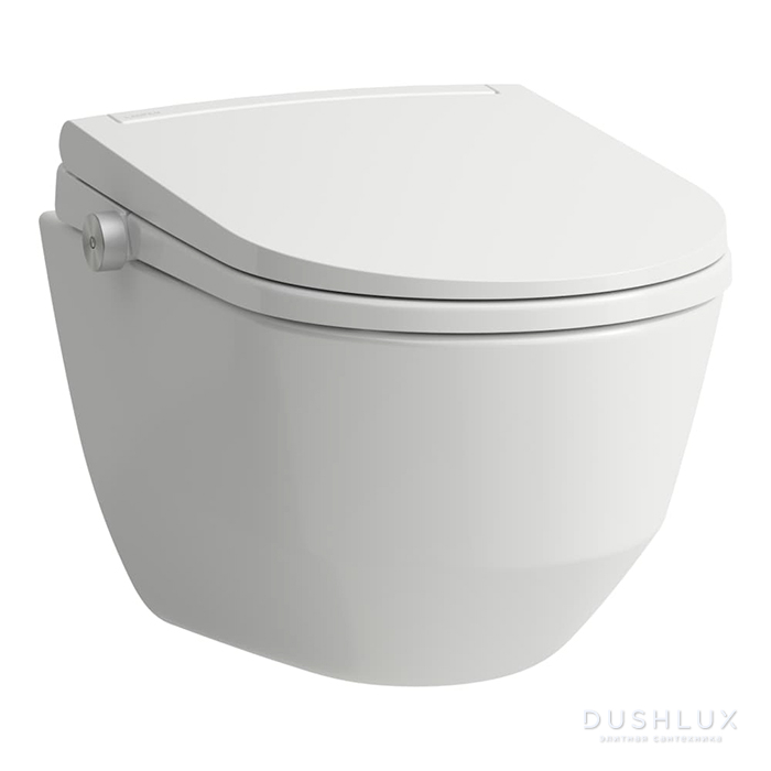 Фото Laufen Cleanet Pro Lite Унитаз подвесной 56x37см, безободковый, сиденье с функцией биде, Wi-Fi, УФ-дезинфекцией и подсветкой, цвет: белый