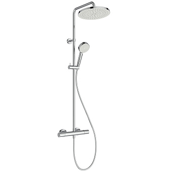 Ideal Standard Ceratherm T25 Душевая стойка, с термостатическим смесителем, ручным душем и шлангом, корпус Coolbody, руч. душ: 3 режима, верх. душ: 25см., цвет: хром