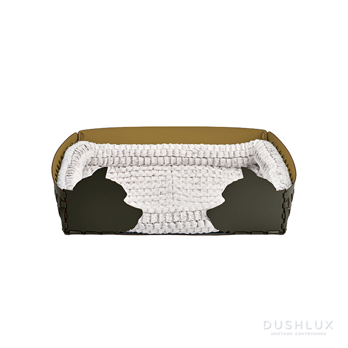 Фото ADJ Лежанка Dog, 60x42xH15 см, цвет: оливковый/горчичный