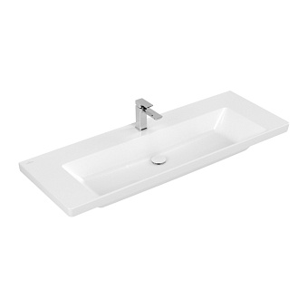 Villeroy&Boch Subway 3.0 Раковина 130х47х17см., 1 отв., подвесная, с антигрязевым покрытием CeramicPlus, без перелива, цвет: альпийский белый