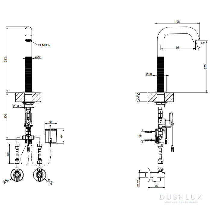 Gessi 316 Смеситель для раковины, 1 отв., электронный, с кран-фильтром ...