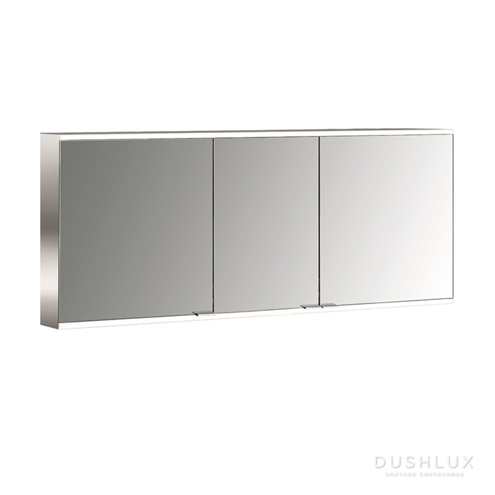 Фото EMCO Prime2 Зеркальный шкаф 160x70см., с подсветкой, навесной, 3 двери, 4 полки, розетка, цвет: белый