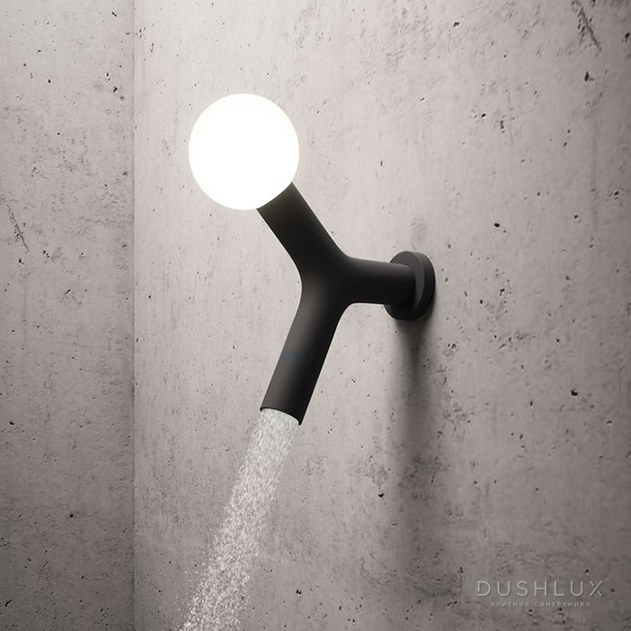 Фото Antonio Lupi Apollo Верхний душ Ø45 мм., с LED подсветкой, настенный монтаж, цвет: черный матовый