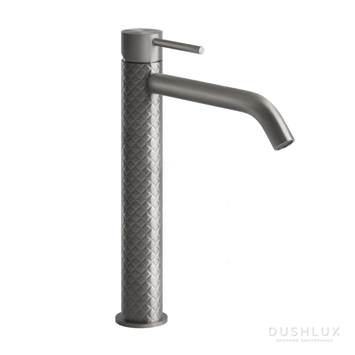 Фото Gessi Intreccio Смеситель для раковины высокий, без донного клапана, цвет: шлифованная сталь