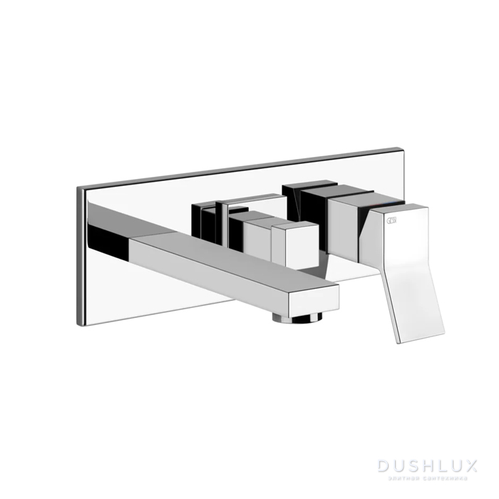 Фото Gessi Rettangolo K Встраиваемый смеситель с изливом и переключателем PUSH, цвет: хром