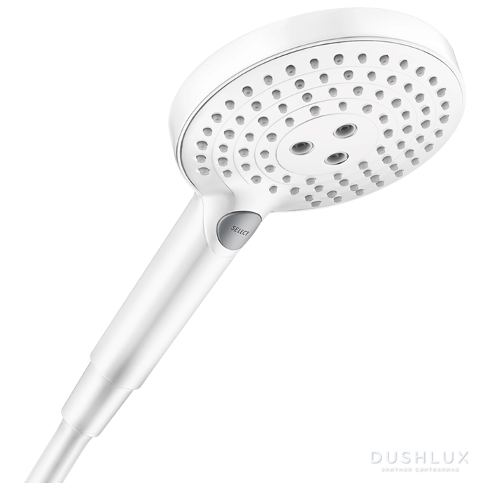 Фото Hansgrohe Raindance Select S Ручной душ 120, 3jet, PowderRain, Rain, Whirl, цвет: белый матовый