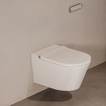 Hatria H-Smart Унитаз подвесной 59.5x37см., безободковый, с крышкой-биде, цвет: белый