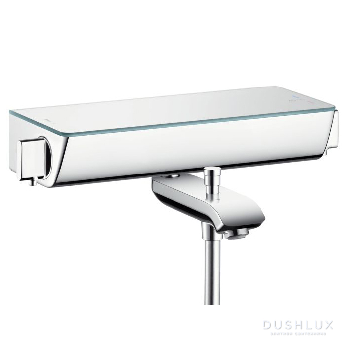 Фото Hansgrohe Ecostat Select Термостат настенный для ванны на 2 источника, с изливом 216мм, с полочкой из безопасного стекла, цвет: хром