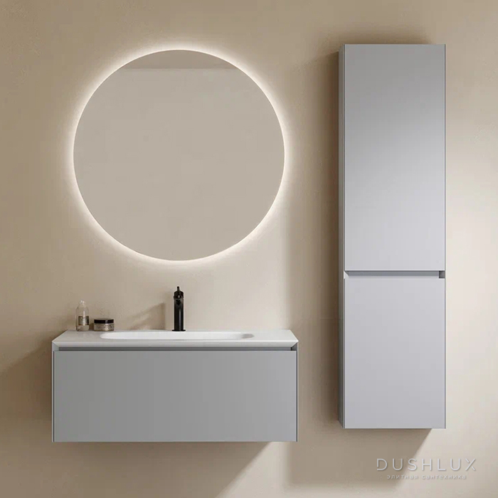 Фото Verona Style Shape S Тумба подвесная с раковиной 90х50см, 1 выдв. ящик, цвет: M25 grey matt (серый матовый)