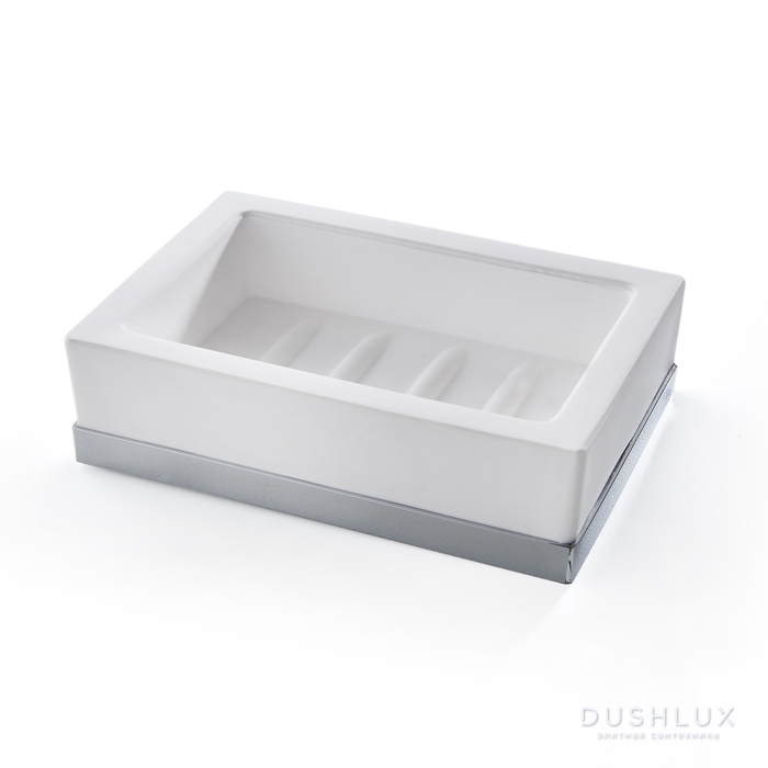 Фото 3SC Mood Deluxe White Мыльница настольная, композит Solid Surface, цвет: белый матовый/хром
