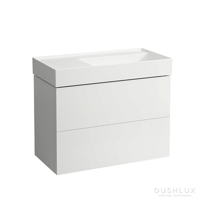 Фото Laufen Kartell Тумба с раковиной 88x45x60см, без отв.,2 ящика, органайзер для ящика, с полочкой слева, цвет: белый матовый
