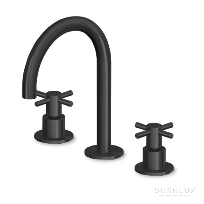 Фото Zucchetti Helm Смеситель для раковины, на 3 отв., цвет: brushed total black PVD