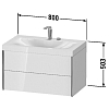 Duravit XViu Тумба подвесная 80x48x50.3см с раковиной, с 2 выдв ящик, с 1 отв под смес, без перелива, цвет: белый глянцевый/champagne matt