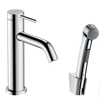 Hansgrohe Tecturis S Смеситель для раковины, 1 отверстие, EcoSmart+, с гигиеническим душем и шлангом 160см, цвет: хром