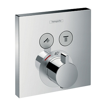 Hansgrohe ShowerSelect  Встраиваемый термостат для душа, 2 источника с кнопками вкл/выкл (внешняя часть), цвет: хром