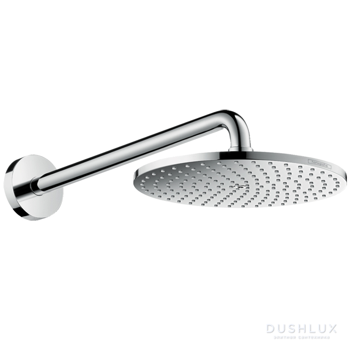 Фото Hansgrohe Raindance S Верхний душ 1jet (PowderRain), d240мм, с настенным держателем 390 мм, шарнирное соединение, G1/2, цвет: хром
